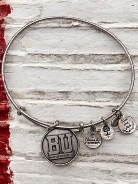 Alex and Ani Rafaelian Silver Finish Boston University Charm Bangle Bracelet
